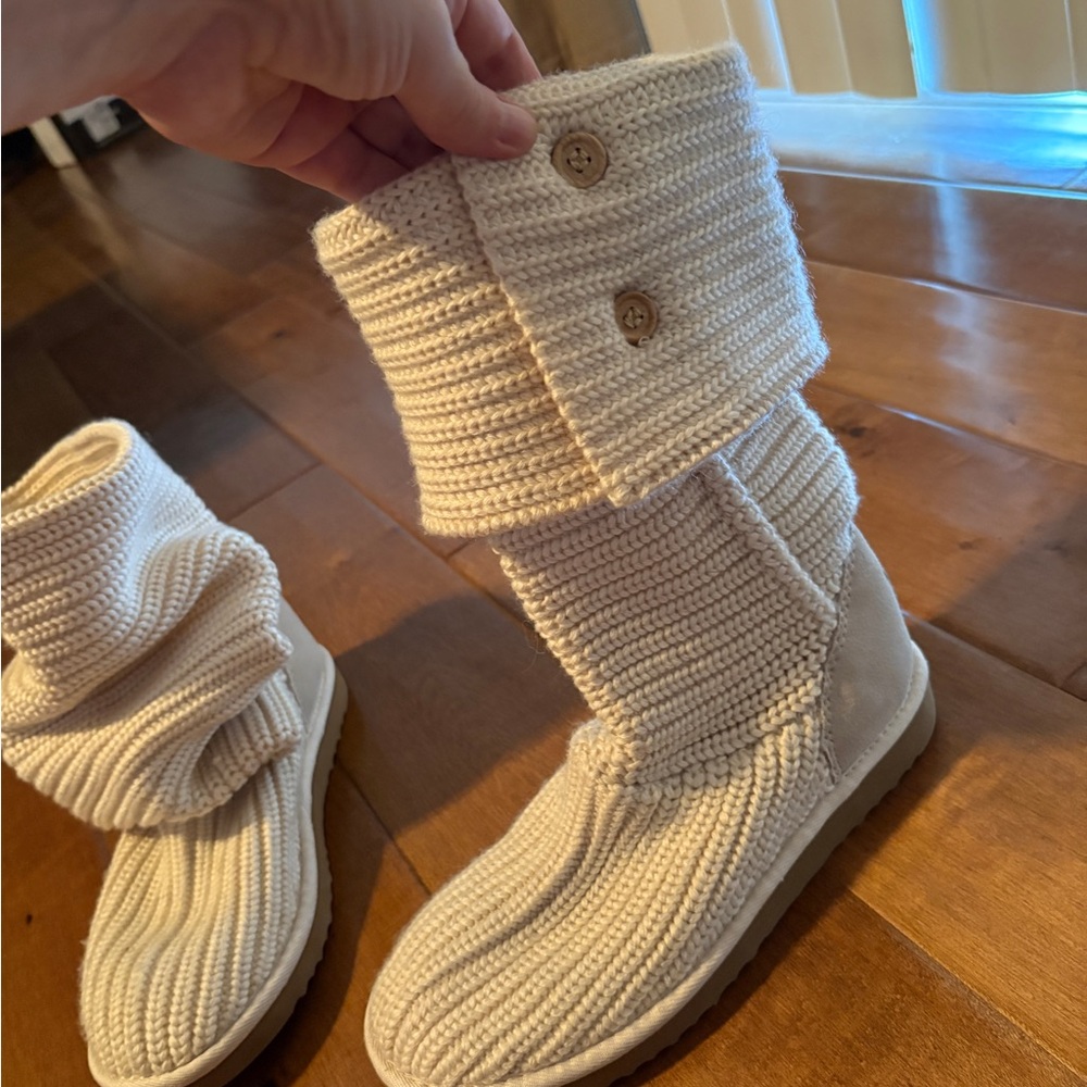Cozy Knit UGG Button Boots - Cream
